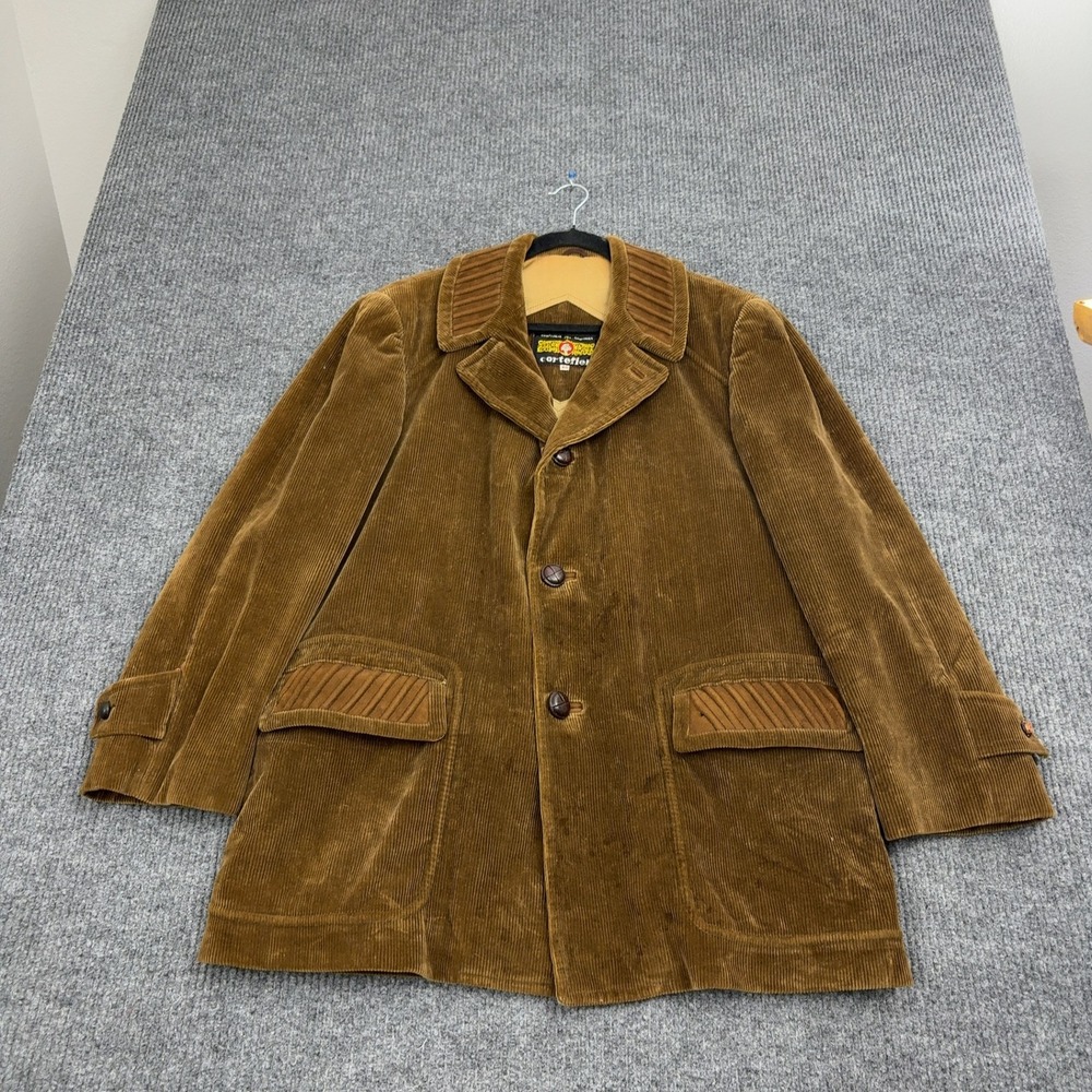 Vintage Cortefiel Corduroy Jacket Mens‎ 40 Brown Cotton Car Coat Boho Retro